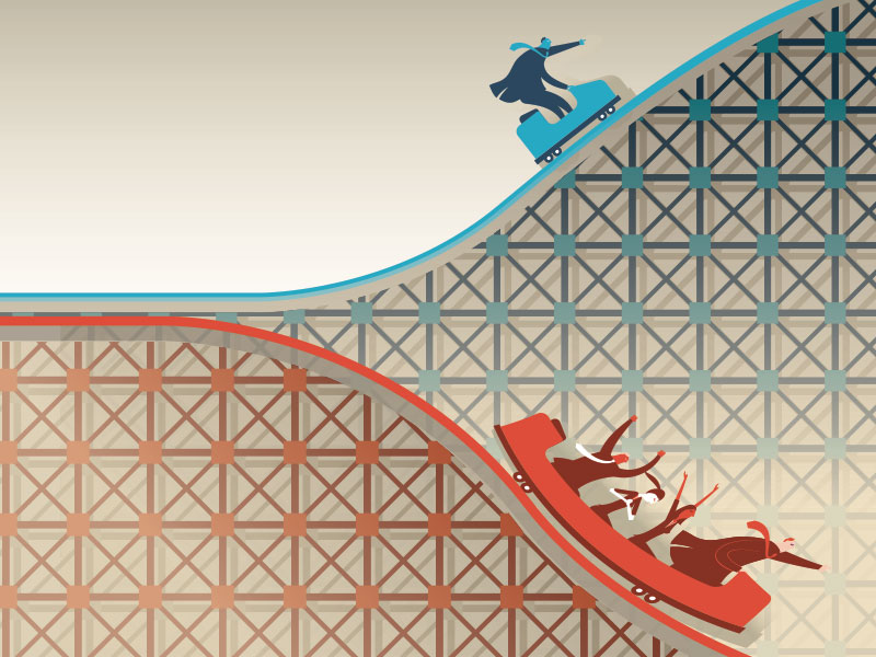 stock market up and down rollercoaster