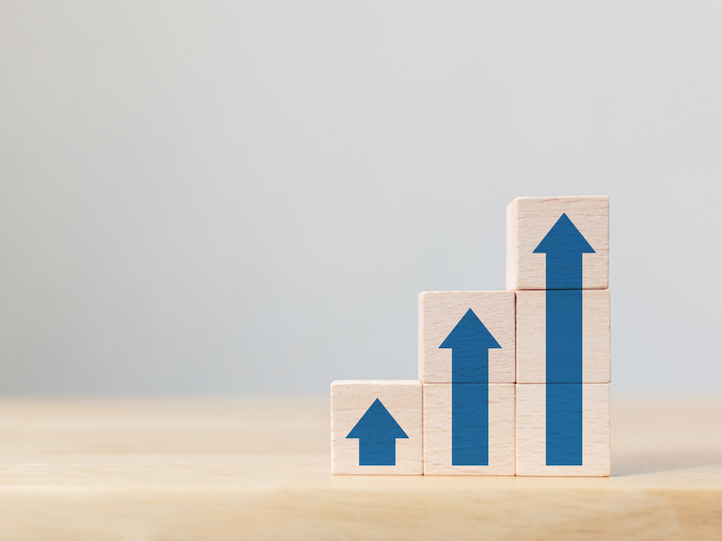 Small up arrow next to larger up arrows