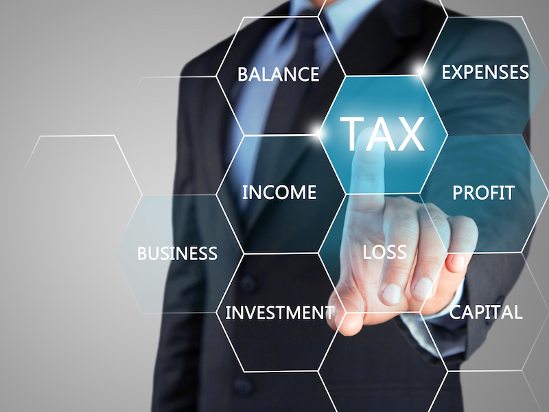 Concept of online taxation on touch screen alternate text for this image