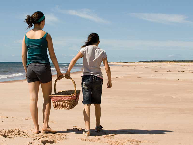 mother and daughter on a beach