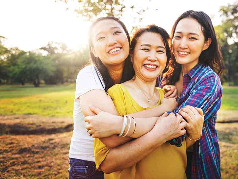 mom and two daughters