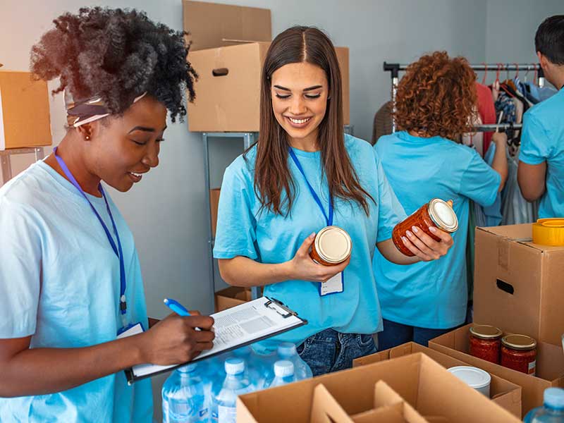 Volunteers at a food bank