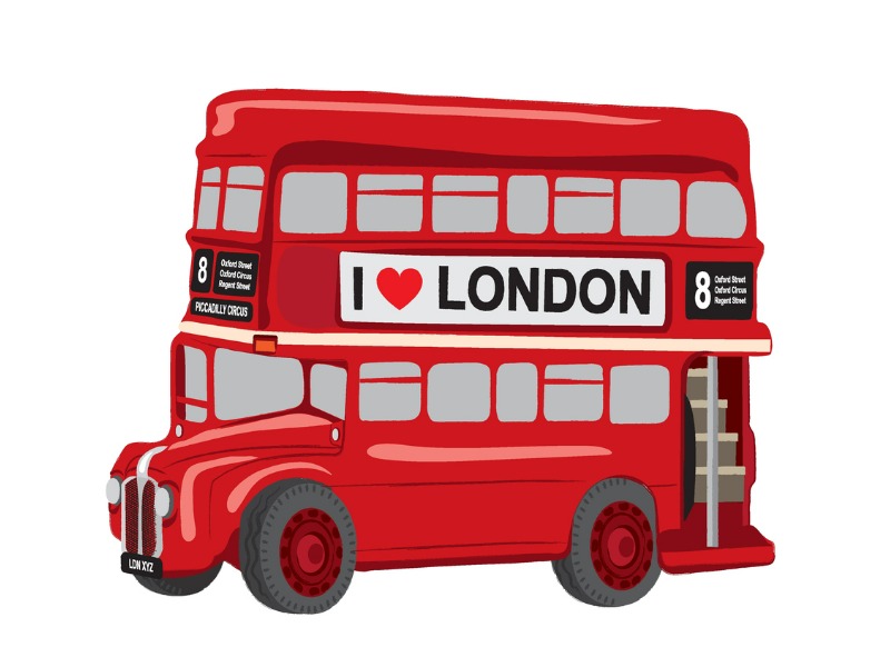 Vector illustration of a traditional British red double decker bus