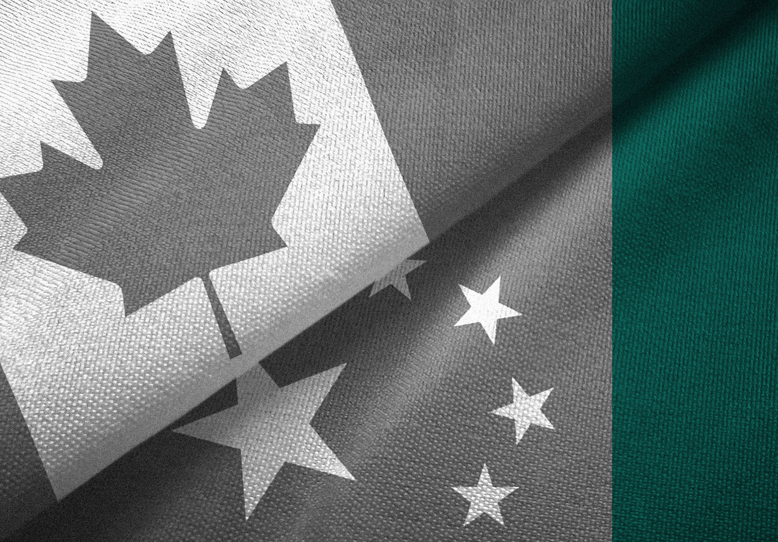 Canada and China flags together