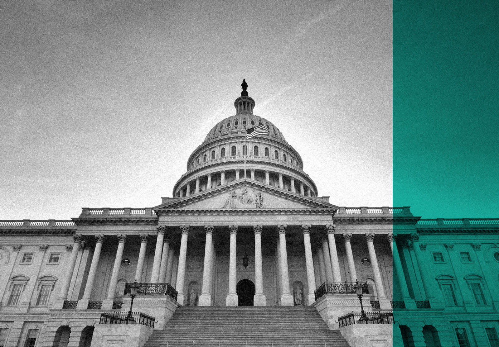 A view of the east steps of the United States Capitol Building.