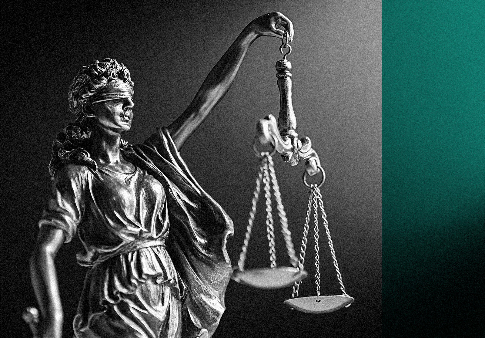 Bronze figurine of Lady Justice with her scales