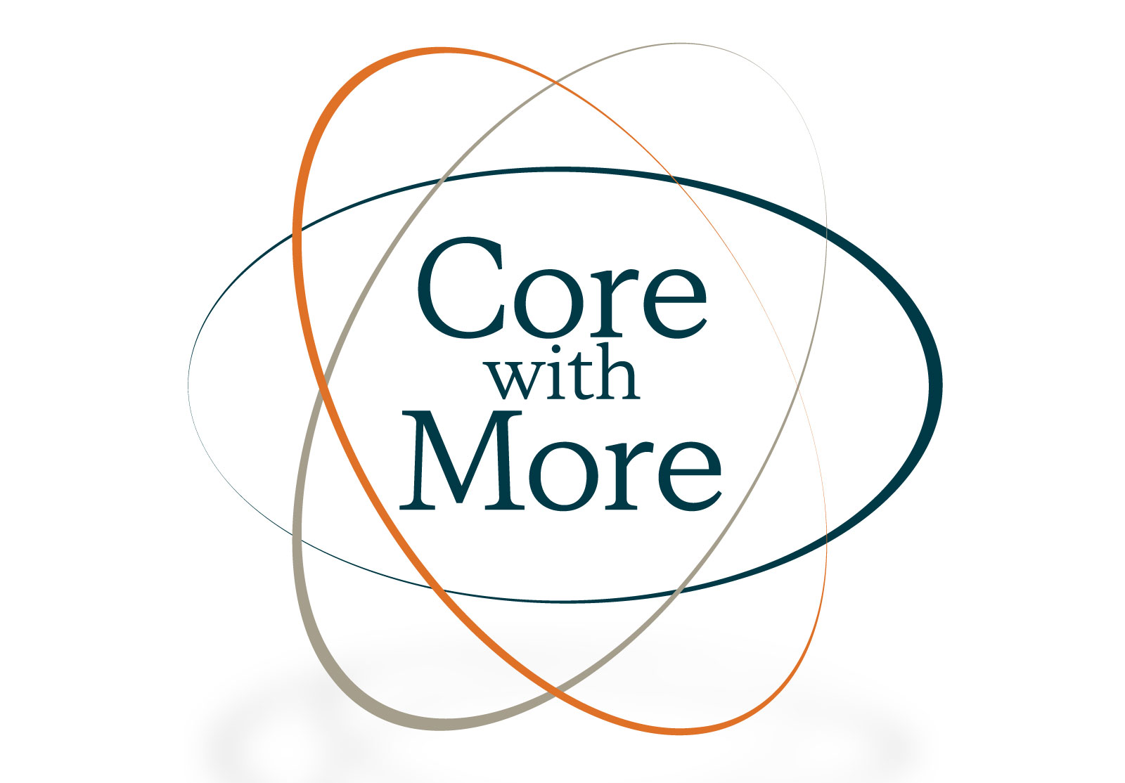 Design resembling atom molecule, with words Core with More