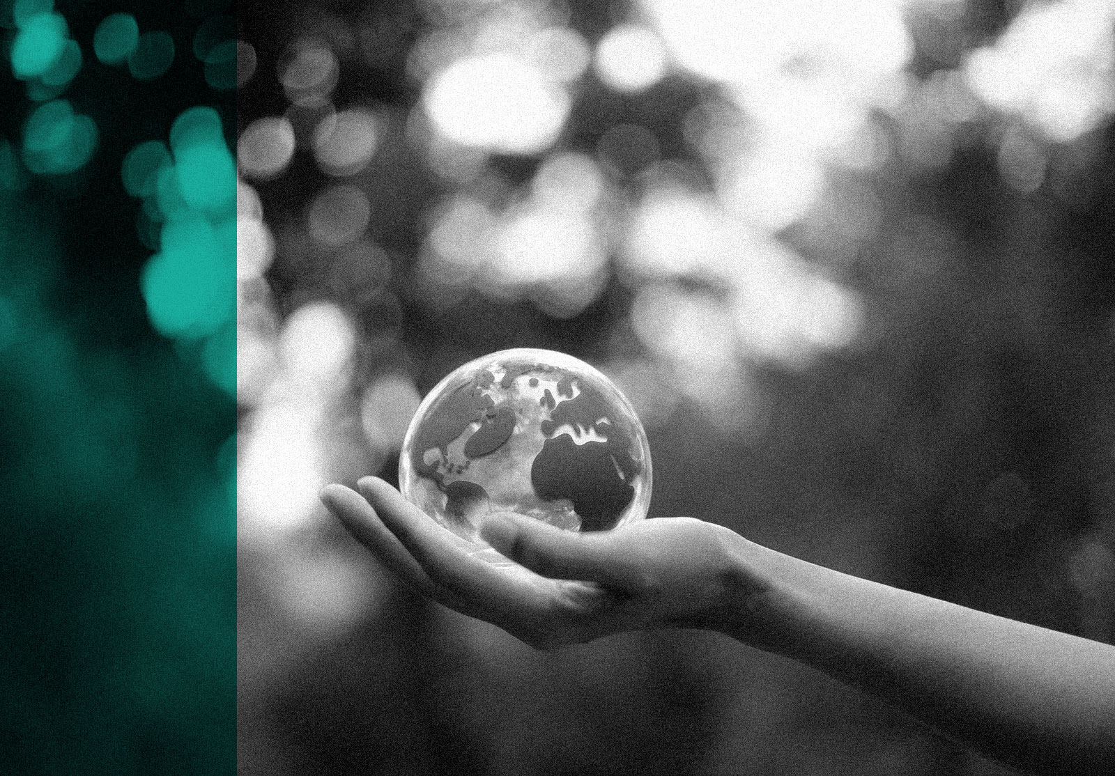 Hand holding a glass globe