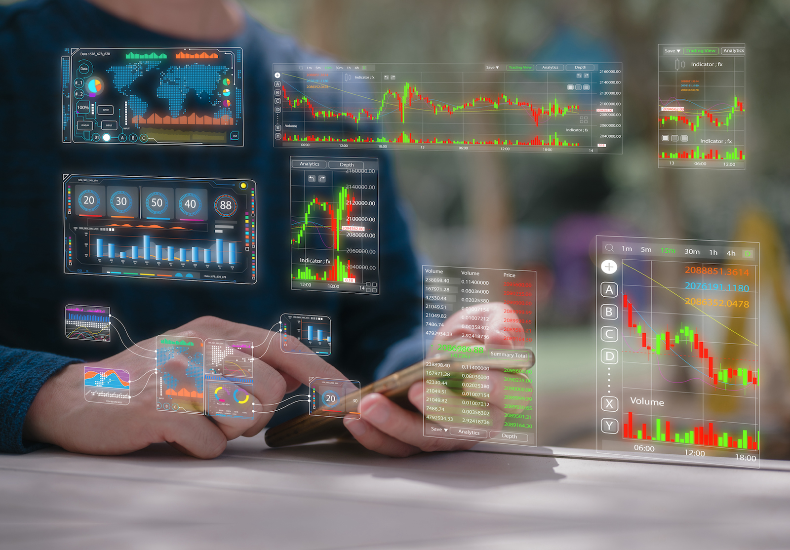 investment and financial concept planning and strategy Stock market Business growth. Businessman trader using smartphone working and analysing on data charts alternate text for this image