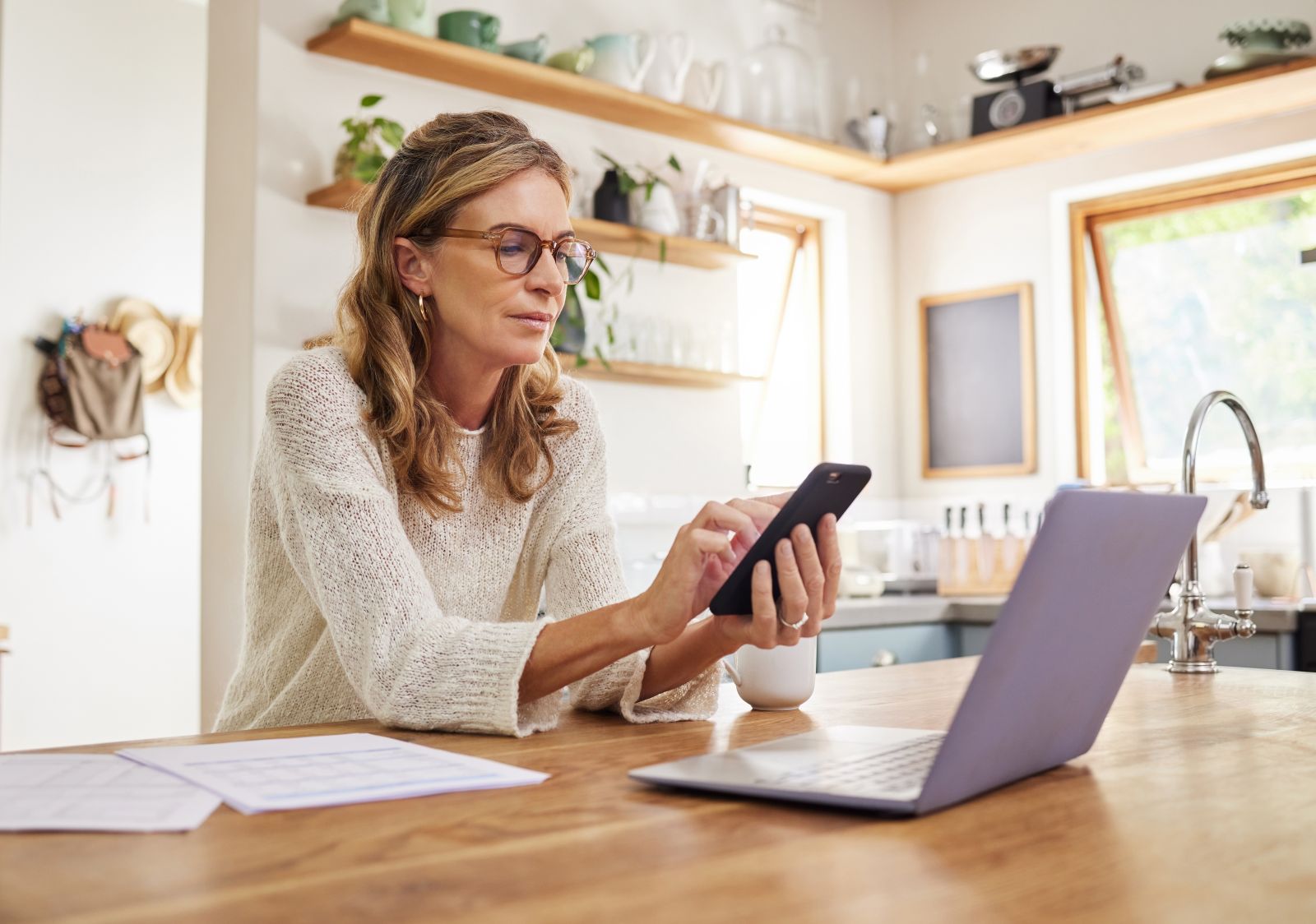 Woman looking at her finances