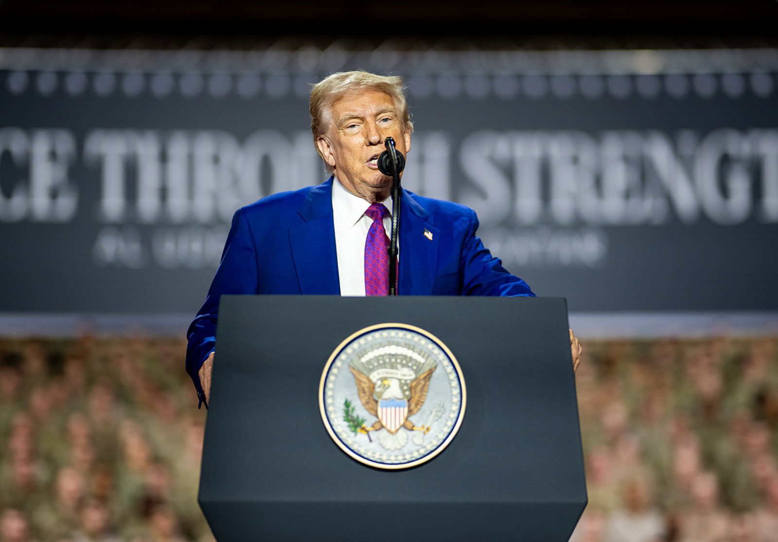 U.S. President Donald Trump at a podium