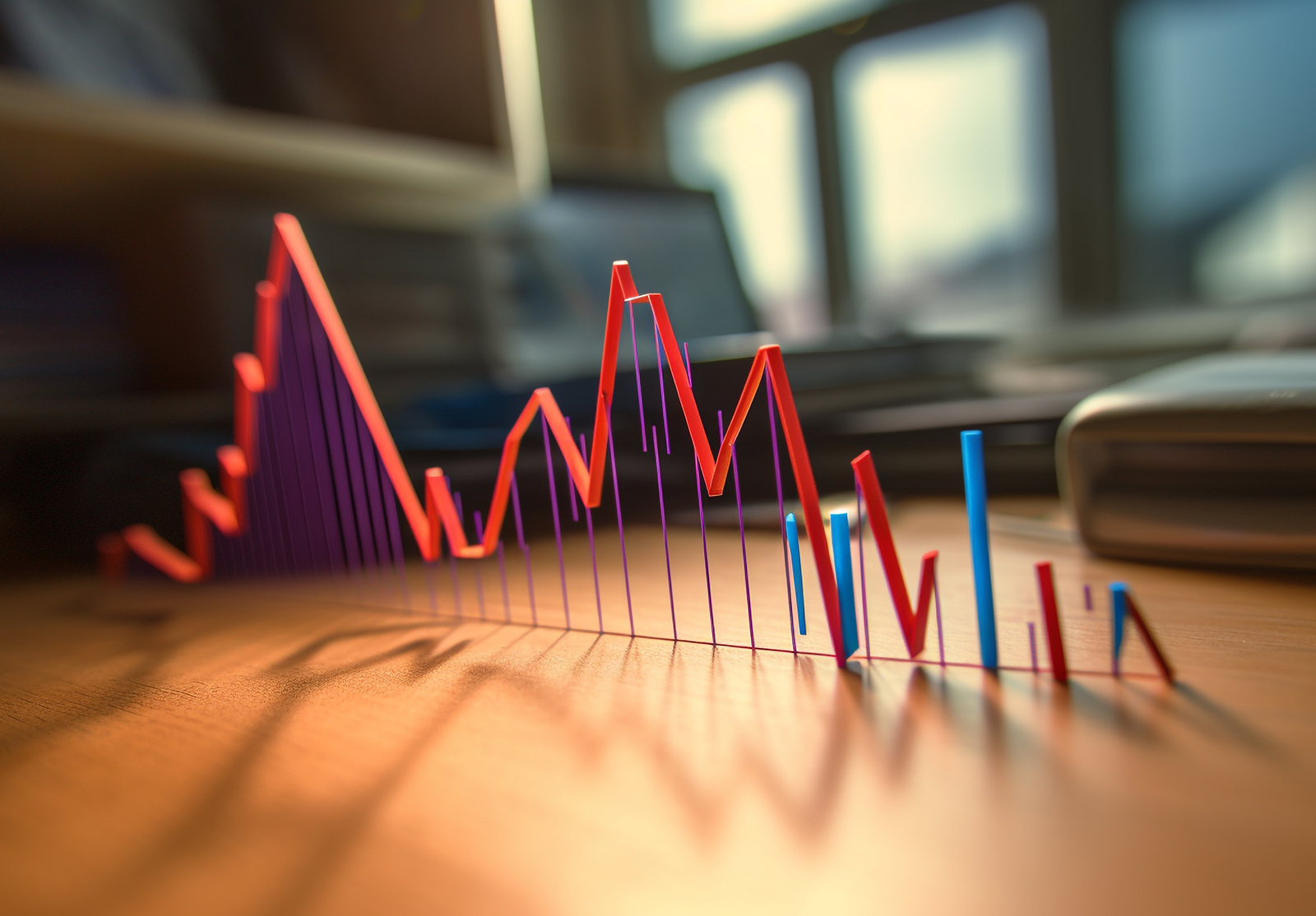 Business graph with arrows