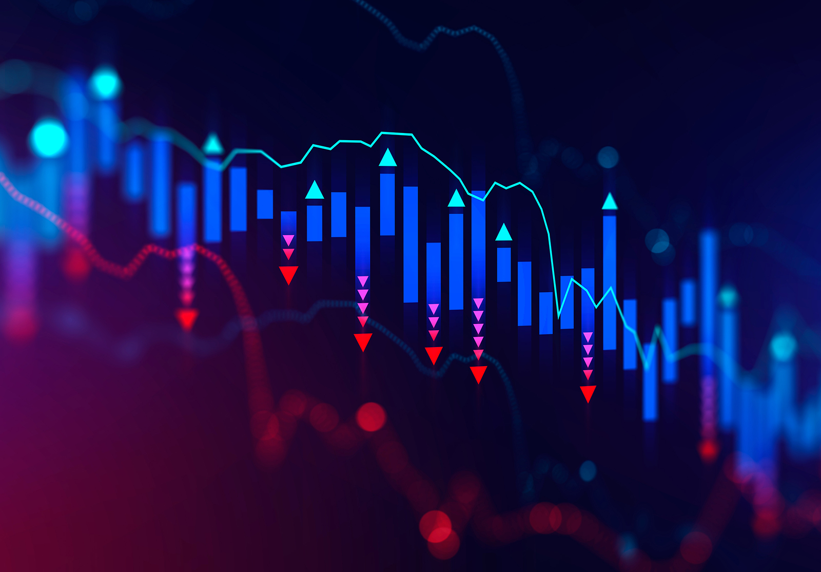 Falling digital graph, stock market crisis