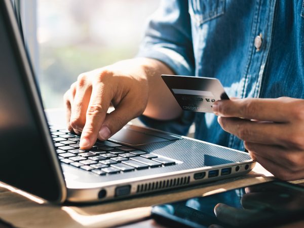 credit card, laptop, online purchase
