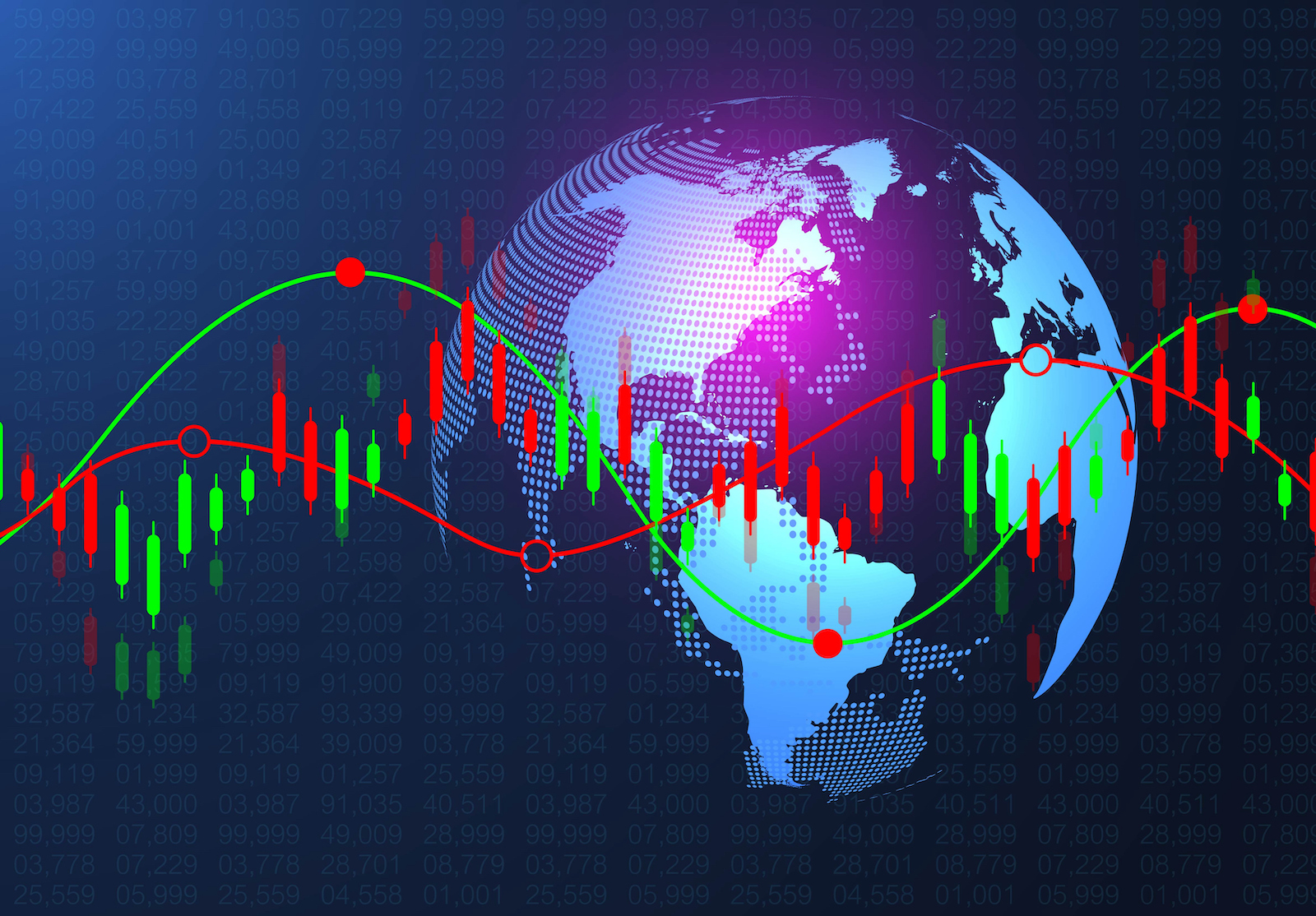 Stock market background or forex trading business graph chart for financial investment concept. Business presentation for your design. Economy trends, business idea and technology innovation design. alternate text for this image
