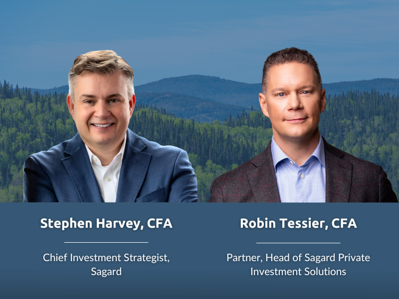 Mountainous forest background with headshots of presenter and moderator